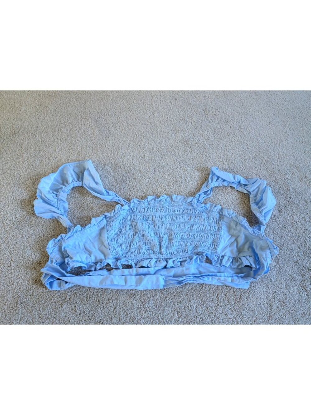 Altar'd State Baby Blue Ruffle Bikini Top Medium Womens Swimwear